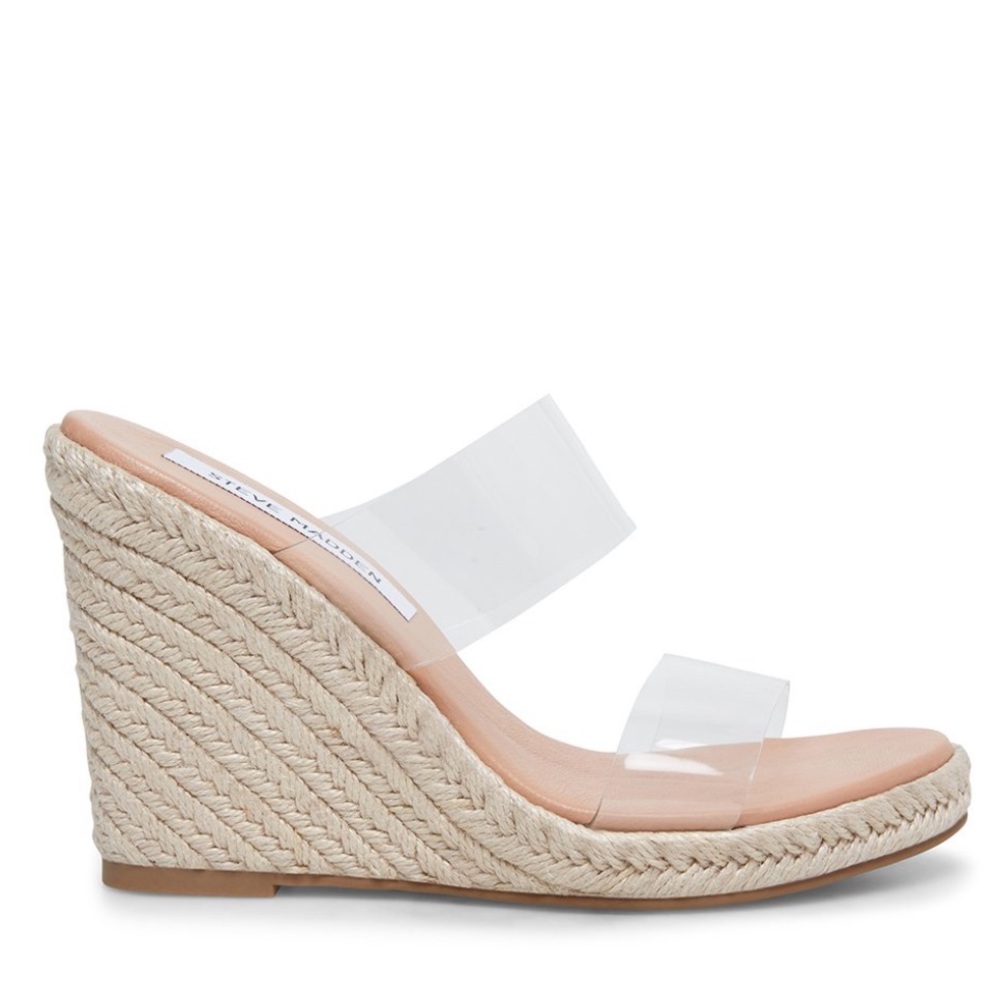 🚫SOLD🚫 New Steve Madden Clear Espadrille Wedges - Picture 2 of 9